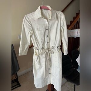 Burberry White Button-Up Shirt Dress